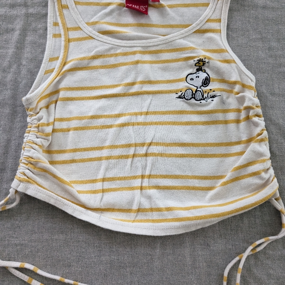 Peanuts Snoopy ruched sides crop‎ tank Med